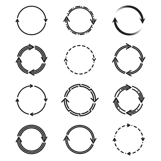 Free Vector | Different circle arrows flat icon set