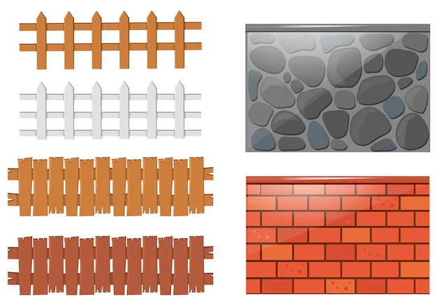 Free Vector | Different designs of fences and walls