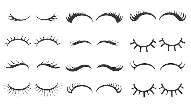 Free Vector | Different simple styles of eyelashes  illustration