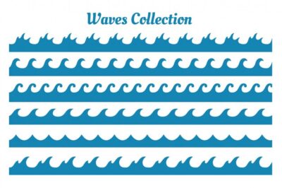 Free Vector | Different style sea waves patterns set of six