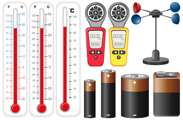 Free Vector | Different types of measurement devices on white background