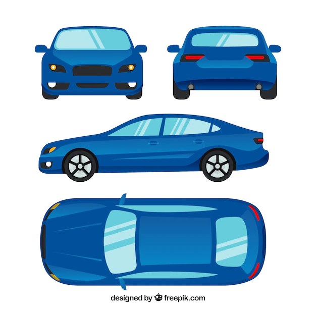 Free Vector | Different views of modern blue car