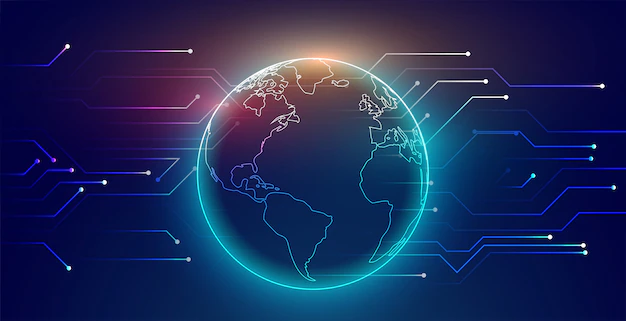 Free Vector | Digital global connection network technology background