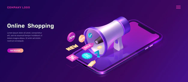 Free Vector | Digital marketing isometric concept with megaphone
