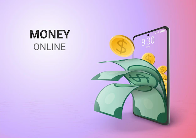 Free Vector | Digital money online saving or deposit concept blank space on phone