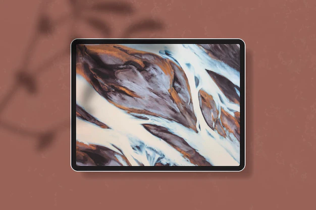 Free Vector | Digital tablet mockup on brown table
