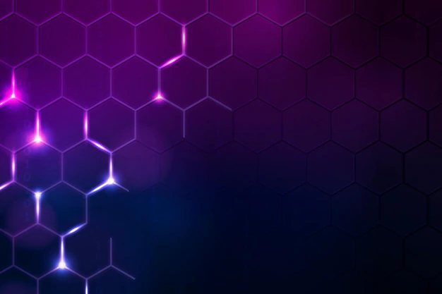 Free Vector | Digital technology background vector with hexagon border in dark purple tone