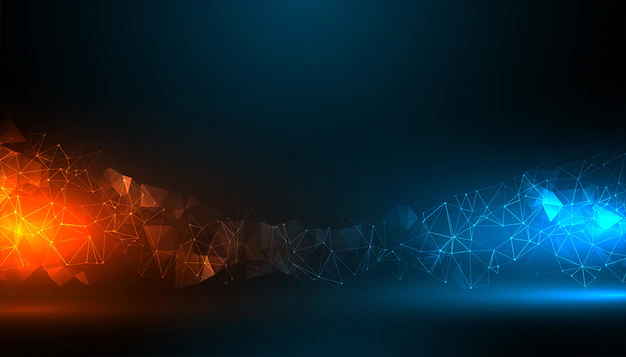 Free Vector | Digital technology background with blue and orange light effect