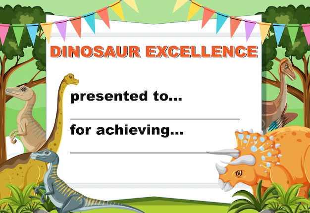 Free Vector | Dinosaur certificate template in cartoon style
