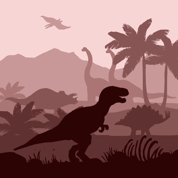 Free Vector | Dinosaurs silhouettes layers background  banner  illustration.