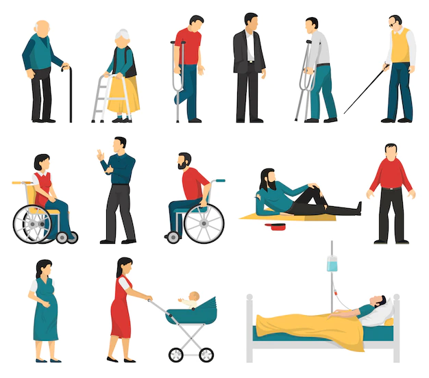 Free Vector | Disabled people set