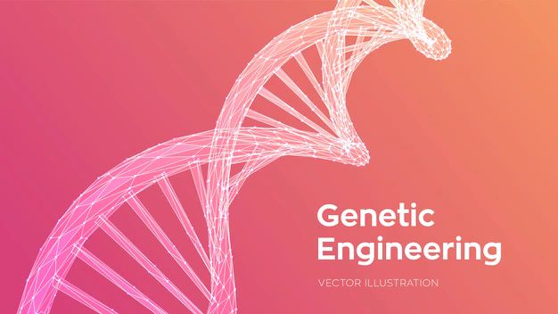 Free Vector | Dna sequence. abstract 3d polygonal wireframe dna code molecules structure mesh.