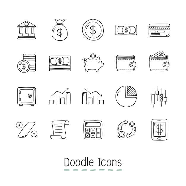 Free Vector | Doodle financial icons.
