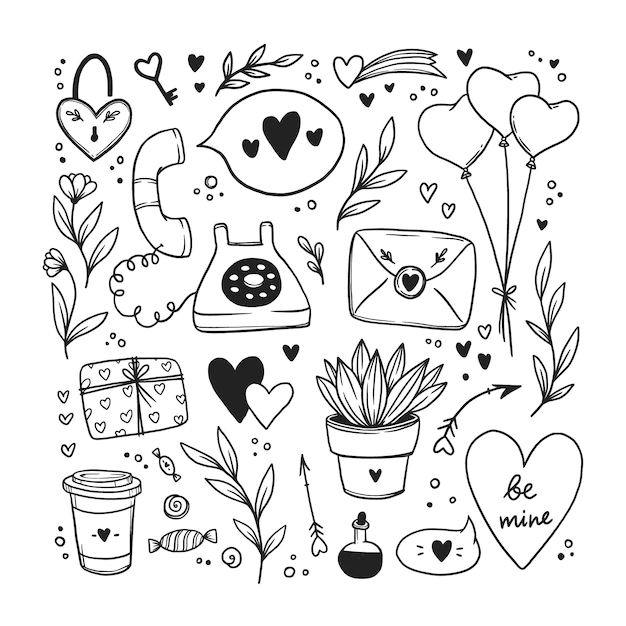 Free Vector | Doodle valentine's day element collection