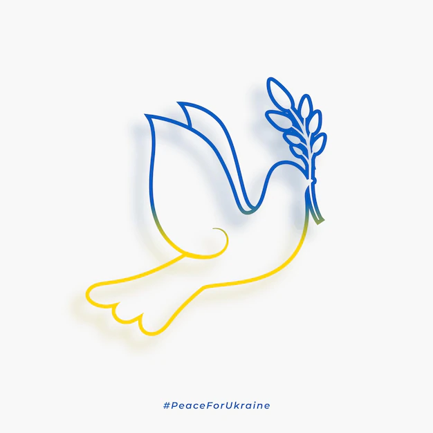 Free Vector | Dove peace bird in ukraine flag colors concept
