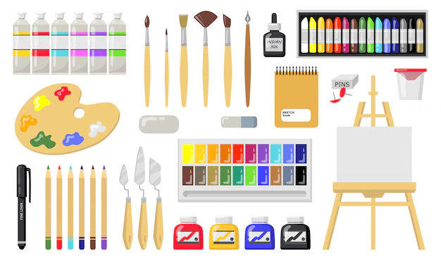 Free Vector | Drawing and painting tools set