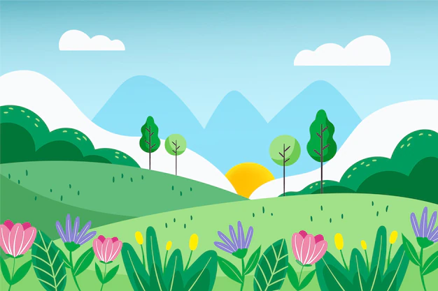 Free Vector | Drawn beautiful spring landscape background