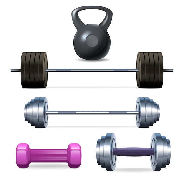 Free Vector | Dumbbells barbells and weight fitness