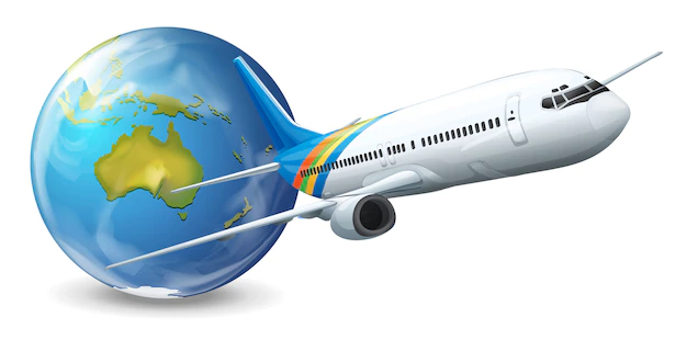 Free Vector | Earth globe and airplane