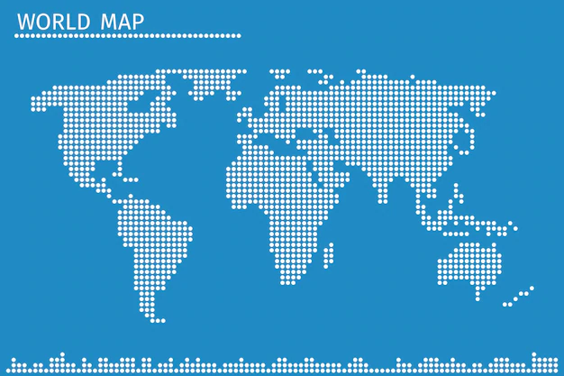 Free Vector | Earth globe world map of dots. global geography in dotted pattern,