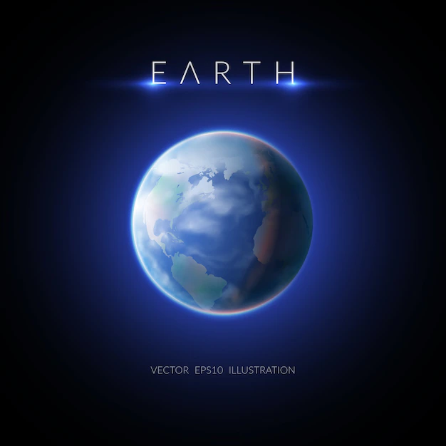 Free Vector | Earth image with description on dark flat illustration