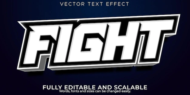 Free Vector | Editable text effect fight, 3d gamer and sport font style