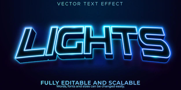Free Vector | Editable text effect neon, 3d glow and esport font style
