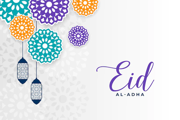 Free Vector | Eid al adha festival greeting with islamic colorful decoration