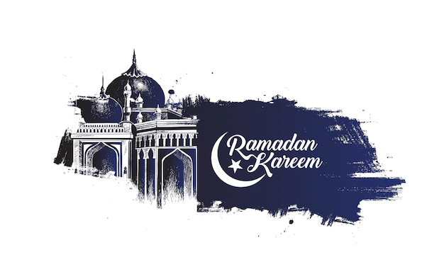 Free Vector | Eid mubarak celebration calligraphy stylish lettering ramadan kareem text with mosque vector illustration