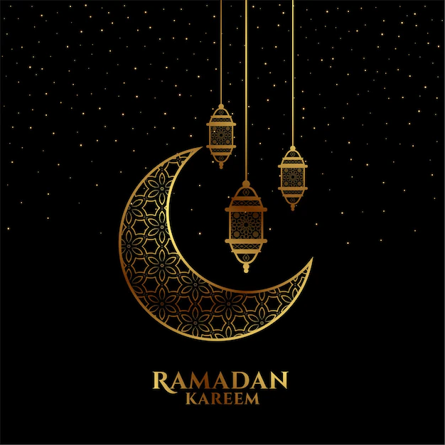 Free Vector | Eid mubarak or ramadan kareem black and golden decorative greeting