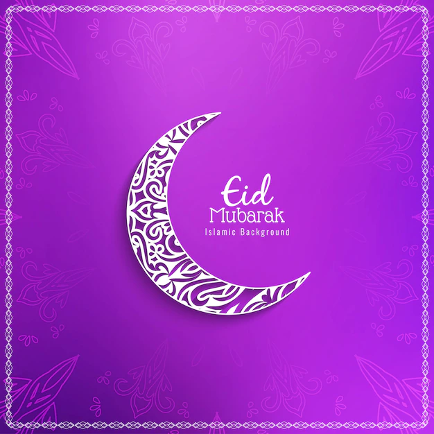 Free Vector | Eid mubarak religious background with crescent moon