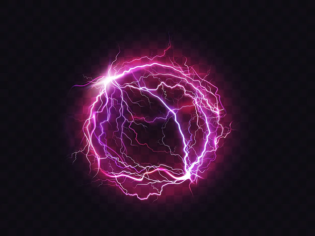 Free Vector | Electric ball lightning circle strike impact place