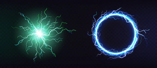 Free Vector | Electric ball, round lightning frame 3d