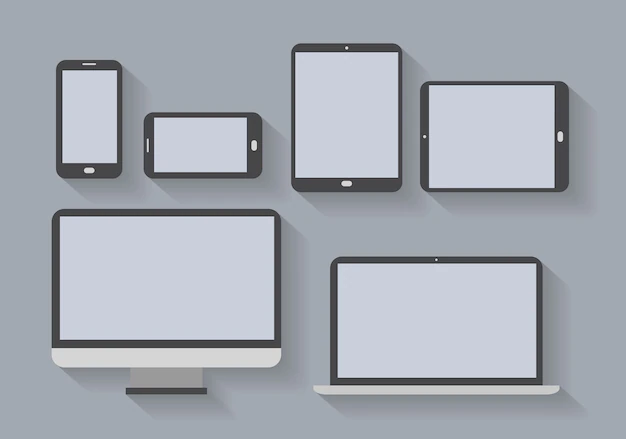Free Vector | Electronic devices with blank screens. smartphones, tablets, computer monitor, netbook.