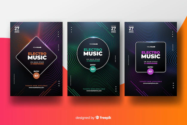 Free Vector | Electronic music festival poster collection