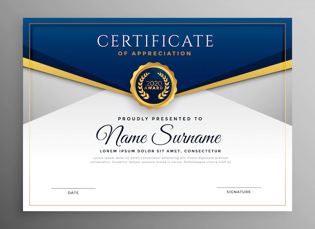 Free Vector | Elegant blue and gold diploma certificate template