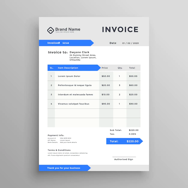Free Vector | Elegant blue gray vector invoice template design