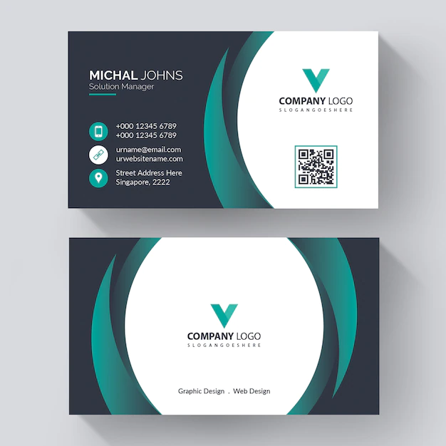 Free Vector | Elegant business card, blue and white business card