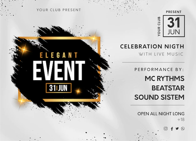 Free Vector | Elegant event party banner with black splash