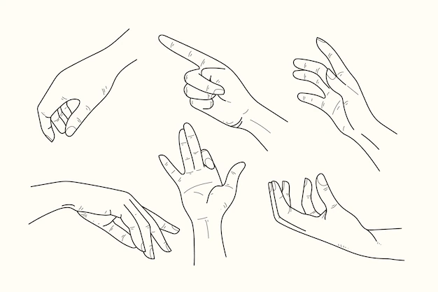 Free Vector | Elegant line art hands stickers