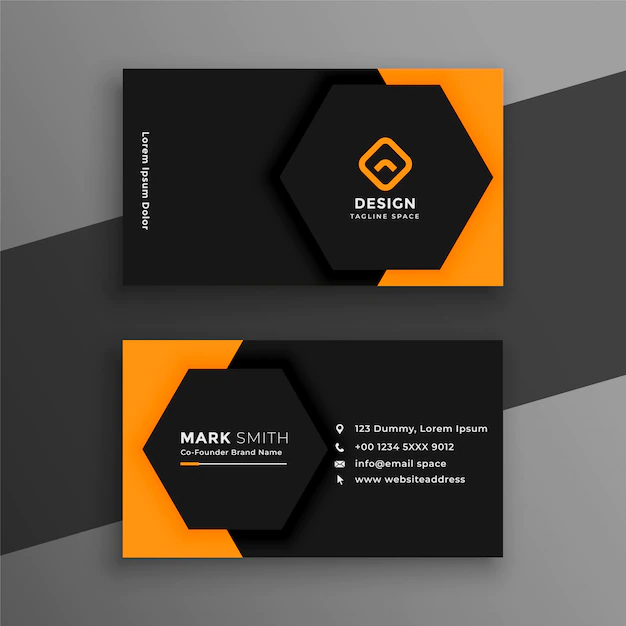 Free Vector | Elegant minimal black and yellow business card template