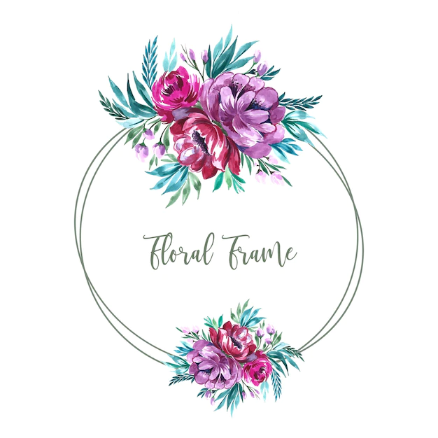 Free Vector | Elegant watercolour bouquet of flowers frame on white background