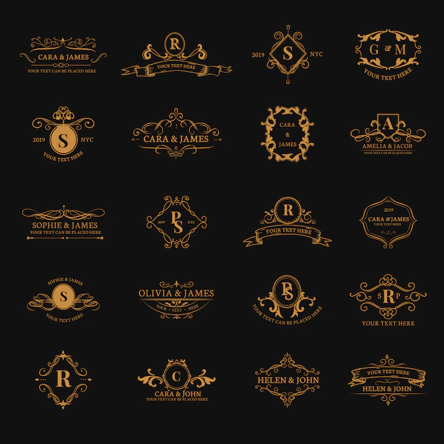 Free Vector | Emblems with initials set