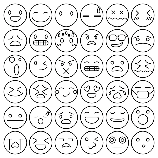 Free Vector | Emoji emoticons set face expression feelings collection