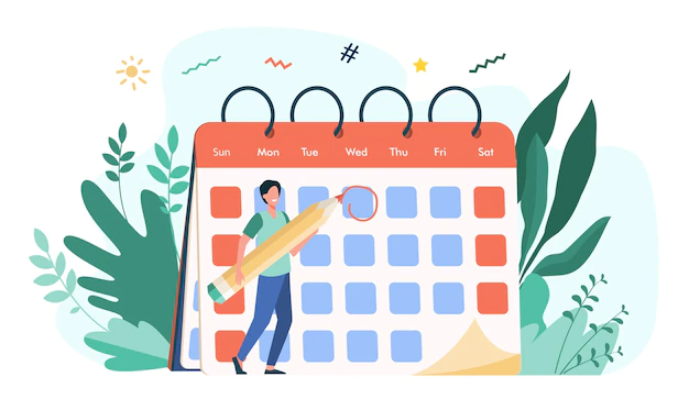 Free Vector | Employee marking deadline day. man with pencil appointing date of event and making note in calendar. vector illustration for schedule, agenda, time management