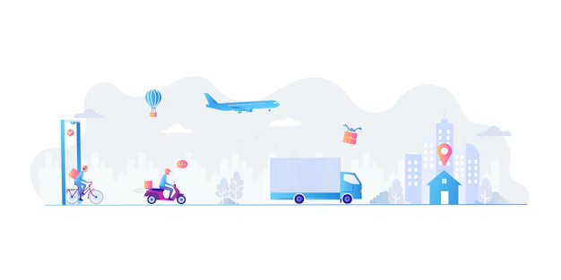 Free Vector | Employees deliver goods in various forms to customers
