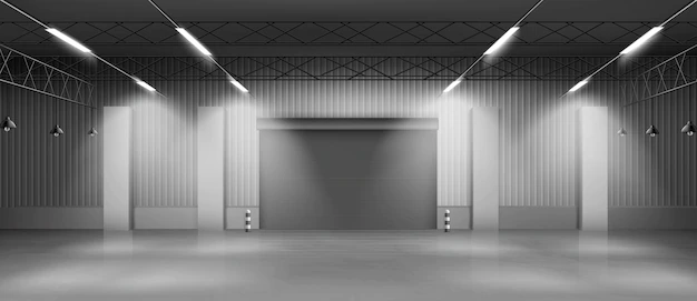 Free Vector | Empty warehouse hangar interior realistic vector