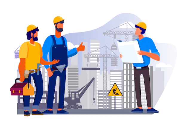Free Vector | Engineers team discussing issues at construction site