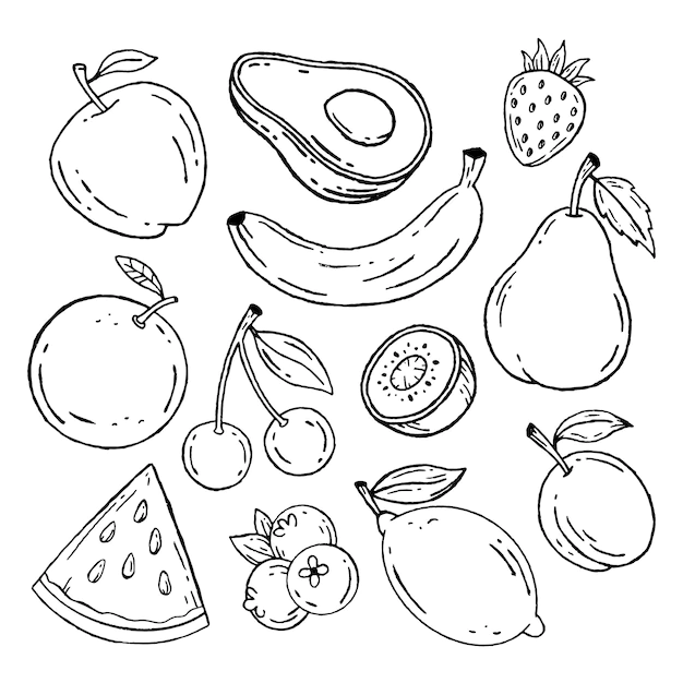 Free Vector | Engraving hand drawn fruit collection