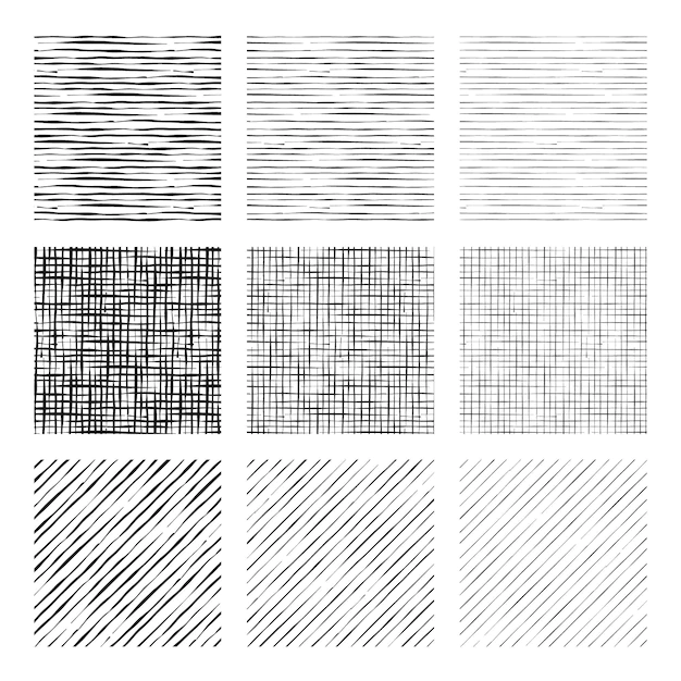 Free Vector | Engraving hand drawn pattern set